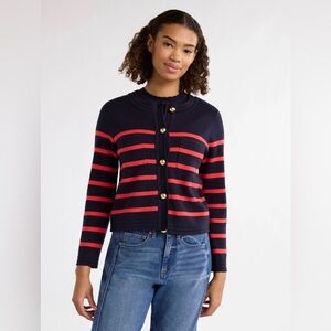Free Assembly Nautical Striped Button Up Cardigan